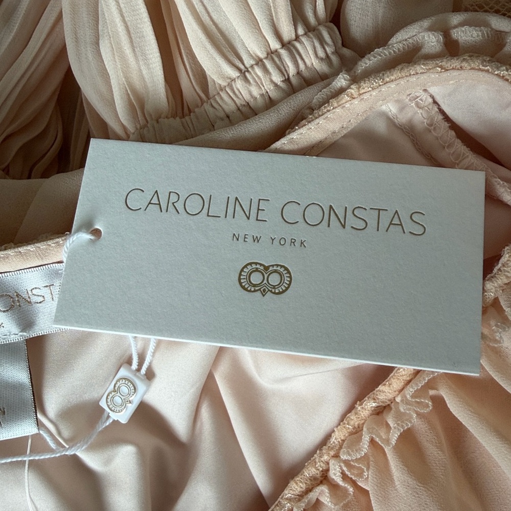 Caroline Constas Peach Cream Ruffle Lace Blouse L NWT - Picture 8 of 10